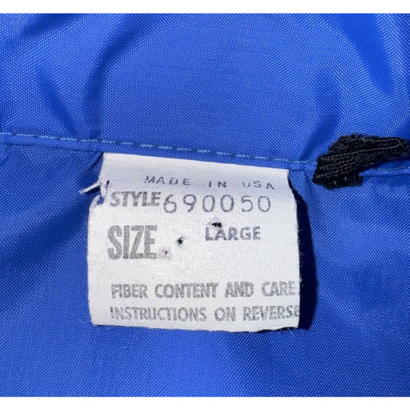 Vintage 80s Royal Blue Nylon Windbreaker Jacket Snap Front USA Made SZ L *READ - Picture 8 of 12